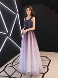 Solvbao Beautiful Light Purple Gradient Tulle Long Formal Dress, Off Shoulder Prom Dress