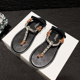 DEANWANGKT  Show Style Bends and Hitches Flip-Flops Casual Velcro Sandals Women's Shoes Outer Wear Flip-Flops Women's Sandals