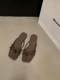 DEANWANGKT  Style Flat Bottom Flip-Flops Flip-Flops Fairy Shoes Outerwear  New Summer Beach Sandals Silver Sandals