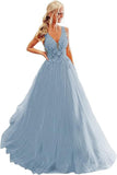 2025V-neck tulle ball dress lace applique long ball dress  new formal evening dress