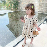 Girls' Dress Summer Children's Summer Polka Dot Short Sleeve Children's Clothing Children's Polka Dot Princess Dress Baby Girl Summer Dress Skirt