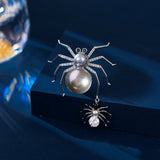 2025 Niche personality new insect animal corsage fixed clothes pin trendy creative design pearl spider brooch