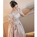 2025 Evening dress female champagne color 2025 new high-end sense light luxury niche banquet temperament adult ceremony graduation hosting skirt