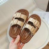 DEANWANGKT Summer New Children's Buckle Beach Shoes Comfortable Fashion Girls Slippers Outer Wear Soft Bottom Non-Slip Slipper