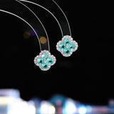 2025 Small fresh lucky grass stud earrings micro-inlaid zircon super fairy sweet earrings atmospheric simple commuting daily versatile earrings