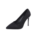 DEANWANGK  Spring and Autumn New Black High Heels Women Low-Cut Pointed-Toe Stilettos Sexy High Sense Classy Shoes