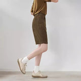 Casual retro autumn shorts, versatile and thin semi-elastic four-color corduroy straight five-point pants 220841