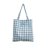 DEANWANGKT 2025 cute plaid shoulder bag popular new little fresh girl fabric tote bag soft cute plaid make-up bag