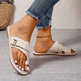 DEANWANGKT  European and American  Summer Foreign Trade New plus Size Women's Shoes Toe Covering Flat Heel Leisure Light Brown Women's Sandals Wish