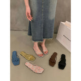 DEANWANGKT  Style Flat Bottom Flip-Flops Flip-Flops Fairy Shoes Outerwear  New Summer Beach Sandals Silver Sandals