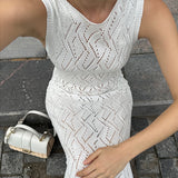 DEANWANGKT 2025New product in !!  beach skirt women's solid color sexy hollow beach bikini swimsuit blouse sunscreen clothing
