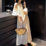 2025 Spot popular new national style design sense off-the-shoulder lace dress children's summer long dress temperament looks thin and trendy