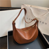 Soft Leather Large Capacity Fashion Simple Leisure Bag  Autumn and Winter New Versatile Korean Style Messenger Bag Dumpling Bag Trendy