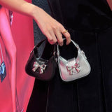 DEANWANGKT 2025 South Korea popular new bow metal buckle mini handbag mouth red envelope earphone bag chain messenger bag bag female