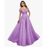 2025Evening dress  new long fashion new fashion one-word shoulder flower evening dress hostess performance dress