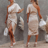 Hot Trade New  New Sexy Unilateral Sleeve Asymmetric Skirt Dress Evening Dress for Women