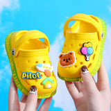 DEANWANGKT Eva Children's Closed Toe Hole Shoes Summer Girls Boys Baby Indoor Soft Bottom Non-Slip Kid's Cartoon Sandals