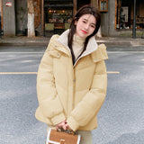 Russian down cotton jacket women's short winter 2025 new small hooded down cotton bread jacket