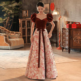 2025 Princess on the Run Toast Bridal Burgundy Engagement Dress Femininity Evening Dress Light Luxury Door Dress Casual Dress