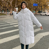 Russian cold-resistant cotton clothes women's 2023 winter new medium and long knee-length hooded cotton-padded clothes loose cotton-padded jackets trendy