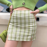 deanwangkt - Cara Plaid Skirt // Green