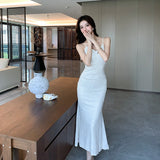 2025 Light luxury sequined fishtail suspender skirt, sexy backless hip dress, high-end national style birthday party dress dress dress
