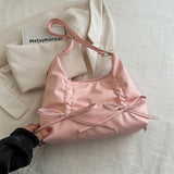 Soft Leather Large Capacity Bow Shoulder Bag Bags for Women  Spring New All-Matching Ins Underarm Dumpling Bag for Women