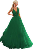 2025V-neck tulle ball dress lace applique long ball dress  new formal evening dress