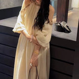 2025 Spot popular new national style design sense off-the-shoulder lace dress children's summer long dress temperament looks thin and trendy