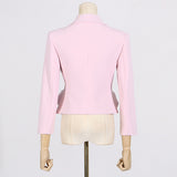 2025 spring new fashion V-neck three-dimensional rose splicing design suit + high waist pleated skirt suit