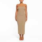 2025 Q23DS731  women's clothing winter new skims solid color casual sleeveless tube top basic long dress