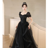 2025 Black evening dress skirt 2025 new banquet temperament high-end sense light luxury niche dinner host high-end  style
