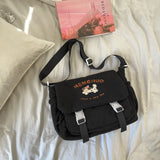 DEANWANGKT 2025 Cute college style girl messenger bag Japanese ins students class versatile mailman bag letter embroidery shoulder bag