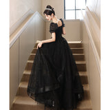 2025 Black evening dress skirt 2025 new banquet temperament high-end sense light luxury niche dinner host high-end  style