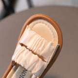 DEANWANGKT Summer New Girls Outer Wear Casual Sandals Korean Fashion Solid Color Lace Soft Bottom Slippers Sandals