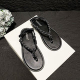 DEANWANGKT  Show Style Bends and Hitches Flip-Flops Casual Velcro Sandals Women's Shoes Outer Wear Flip-Flops Women's Sandals