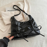 Soft Leather Large Capacity Bow Shoulder Bag Bags for Women  Spring New All-Matching Ins Underarm Dumpling Bag for Women