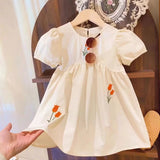 Girls' Korean Style Contrast Color Lapels Cake Dress Children Summer Fashionable Children's Lapel Sleeveless Vest Dress Hot Trade