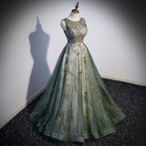 2025 Green evening dress women's  spring and summer new host's annual meeting sleeveless simple trend bel canto solo dress skirt
