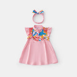 Baby Girl Chinese Style Dress 2024 Summer New Chinese Style Flounced Sleeve Skirt Baby One Year Old Full Moon Dress 3652