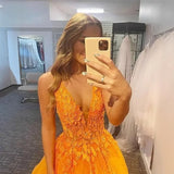 2025V-neck tulle ball dress lace applique long ball dress  new formal evening dress