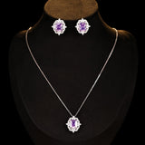 2025 light luxury exquisite zircon set, collarbone chain earrings, niche high-end square zirconium bridal necklace necklace jewelry