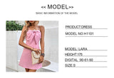 Hot Trade Popular Skirt 2024 Summer European and American Women's Clothing Solid Color Strappy Bow Evening Dress Dress