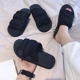 DEANWANGKT  Summer Slippers Velcro Couple Slippers Outdoor Non-Slip Vietnam Beach Shoes Outdoor Slippers Flat Flip-Flops Men