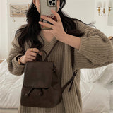 Xiaohongshu Same Style Small Retro Brown Backpack for Women  Spring and Summer New Ins Simple All-Match Shoulder Bag