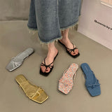 DEANWANGKT  Style Flat Bottom Flip-Flops Flip-Flops Fairy Shoes Outerwear  New Summer Beach Sandals Silver Sandals