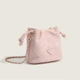 DEANWANGKT 2025 Puff Pump with Bucket Bag Women's  Fashion Pink Chain One Shoulder Crossbody Bag ins Hot Style Simple Cloud Bag