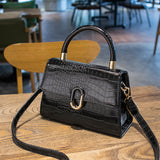 Women's Bag  New Crossbody Bag Portable Small Square Bag All-Match Handbag Shoulder Bag Crocodile Pattern Kelly Bag