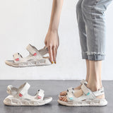 DEANWANGKT  Sandals Women's Flat Shoes  New Wanwan Lei Style Gentle Shoes Sports Style Roman Sandals Ins Fashion with Skirt