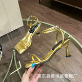 DEANWANGKT  Xinhao Shoes Factory  Square Head Fruit Shell with the Same Thin Strap Soft Strap Soft Bottom Strap Comfortable High Heel Sandals